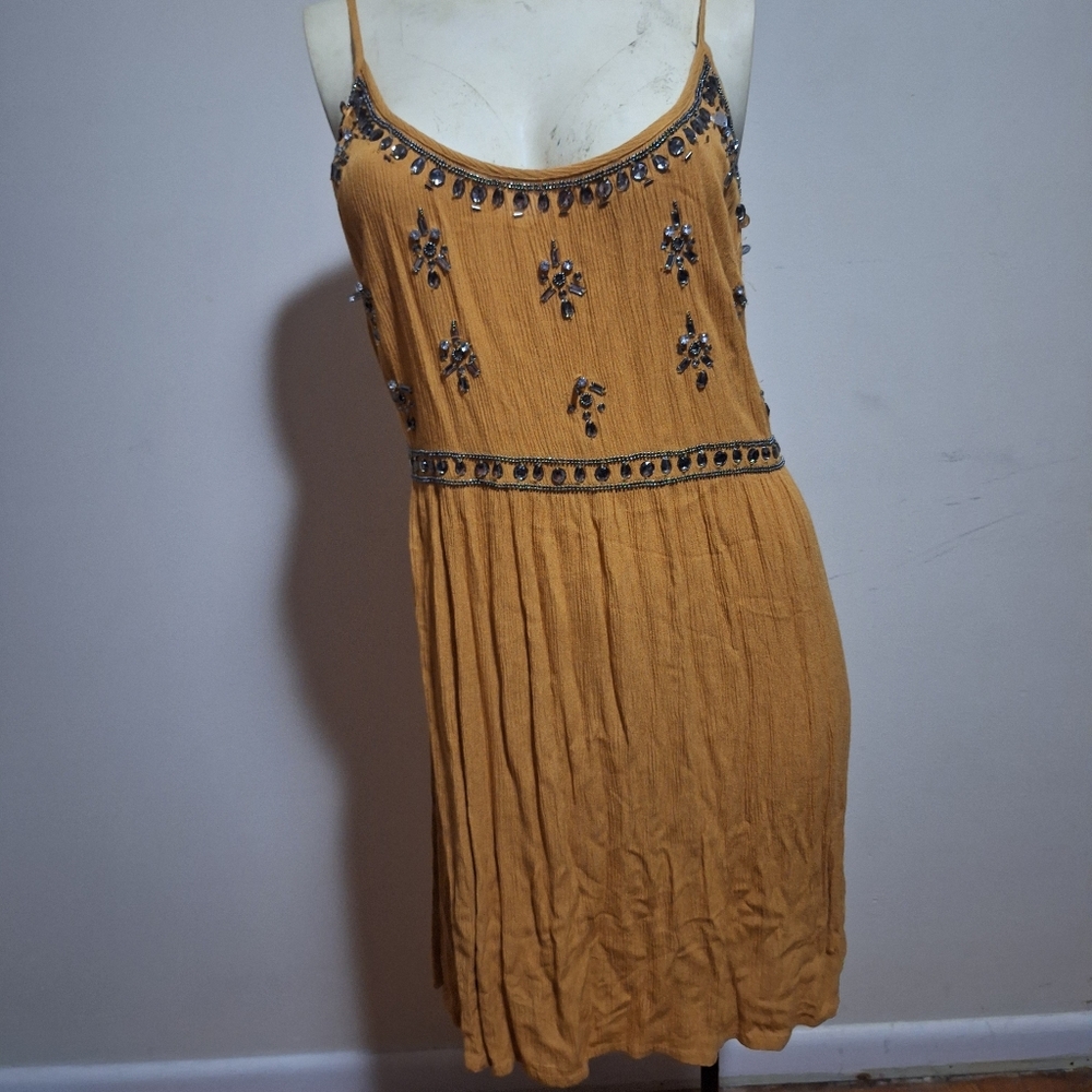 Shyanne Mustard Embellished Mini Dress